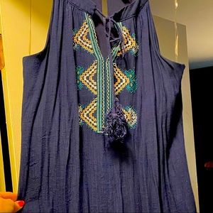 Ana a-line Summer dress. Lined linen. Just above the knee.